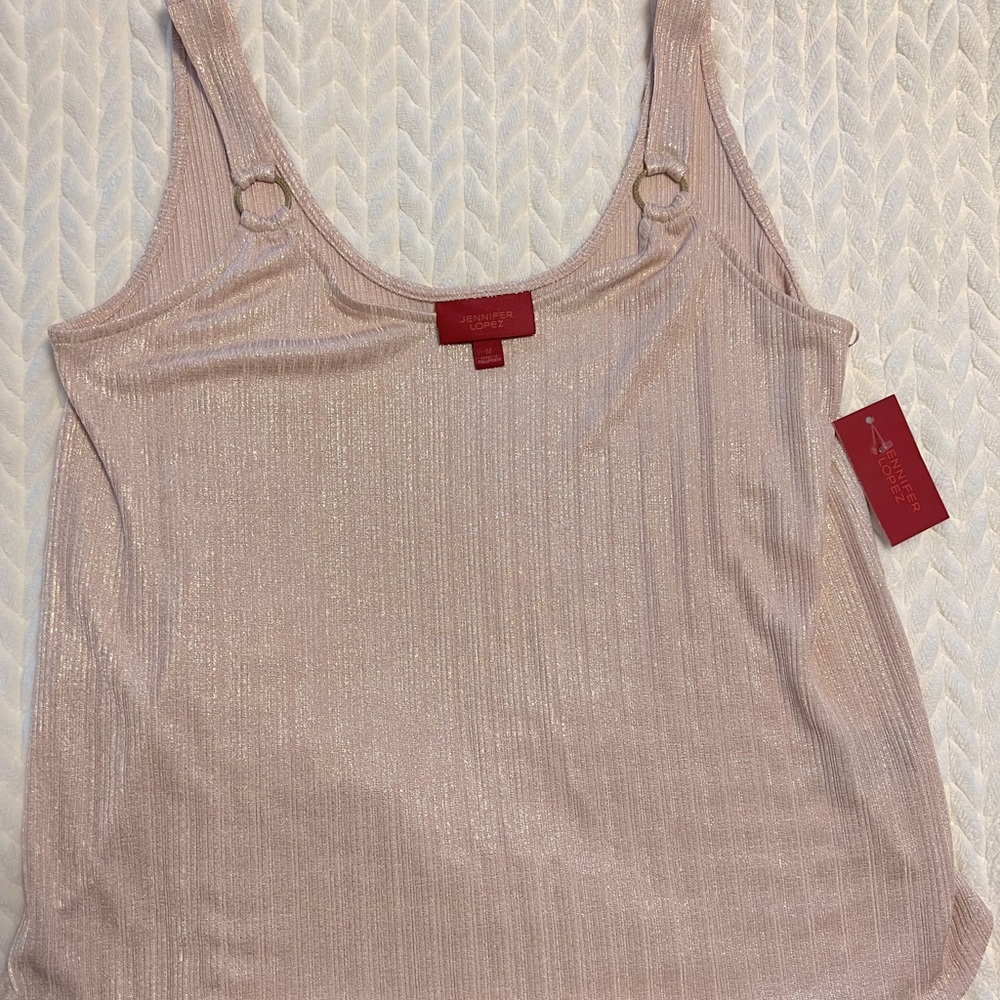 Jennifer lopez rose gold camisole tank loose fitting round neckline